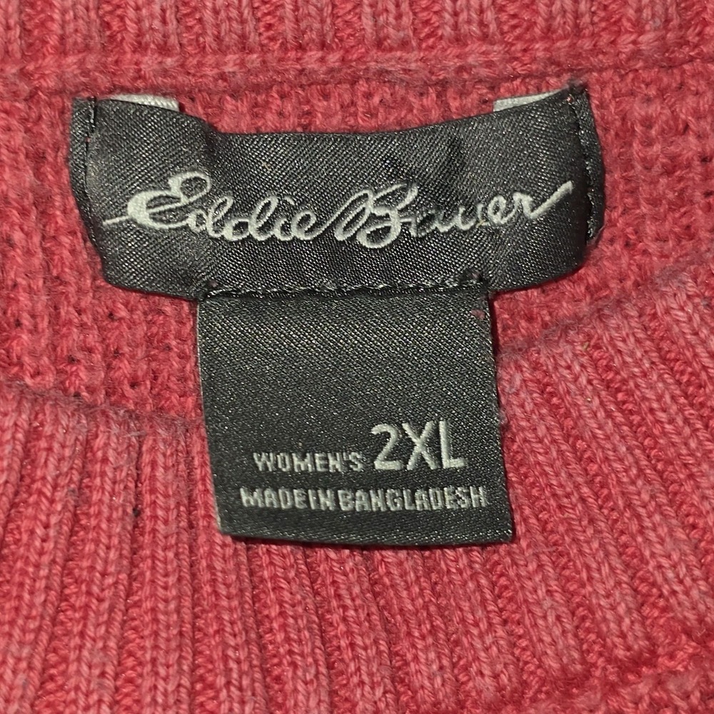 Eddie Bauer Waffle Knit Sweater 2XL XXL Orange & Pink‎ 2 Pc Crewneck Shirt Lot - Picture 5 of 12